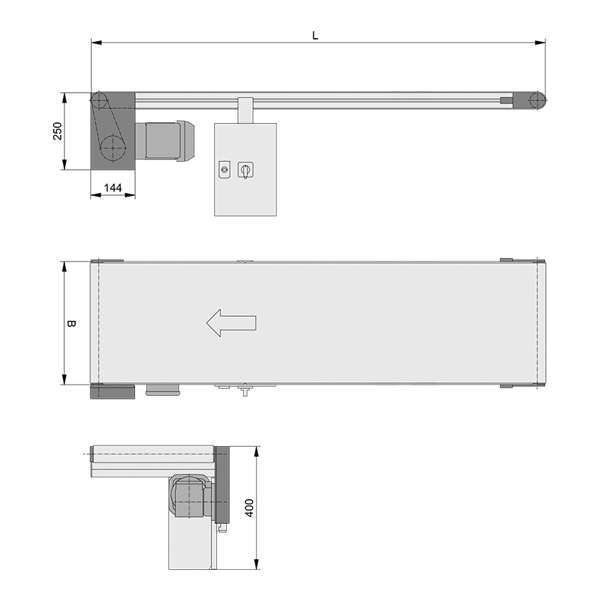 mk Gurtförderer GUF-P 2000 mit 250 W (Optional mit Regelung) - Unchained Robotics